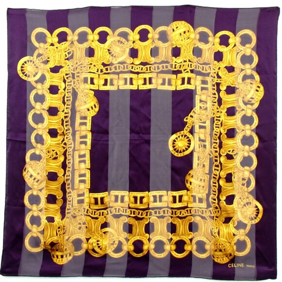 Authentic CELINE Macadam Chain scarf silk [Used] - Picture 1 of 5